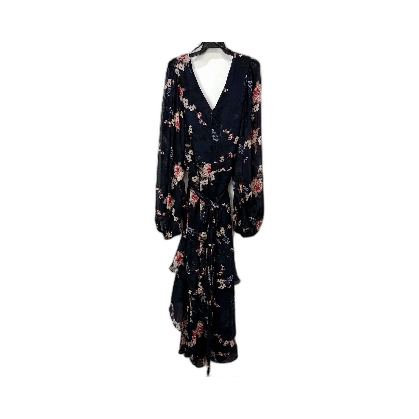City Chic Womens Maxi Elodie Floral Print Wrap Dress Navy Bluebell Size XXL NEW