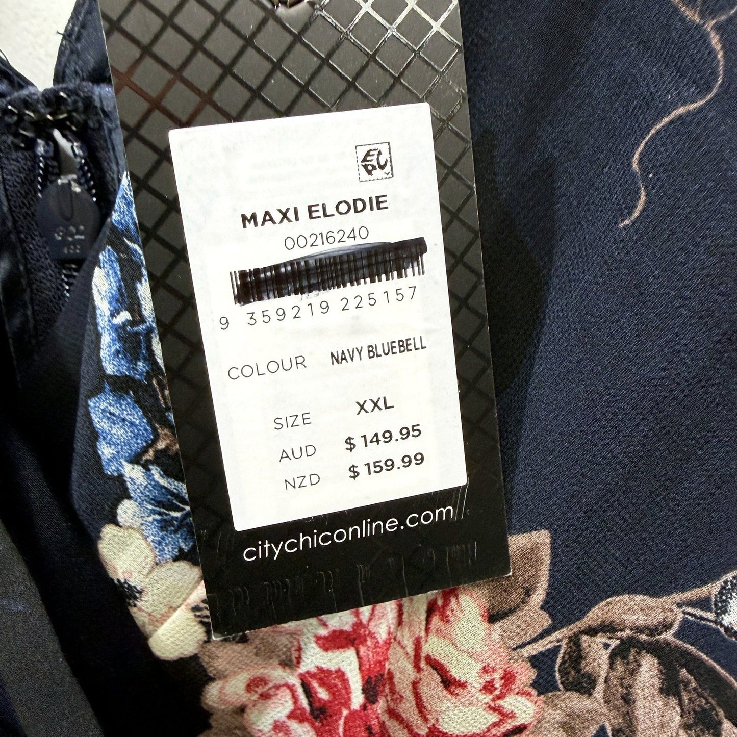 City Chic Womens Maxi Elodie Floral Print Wrap Dress Navy Bluebell Size XXL NEW