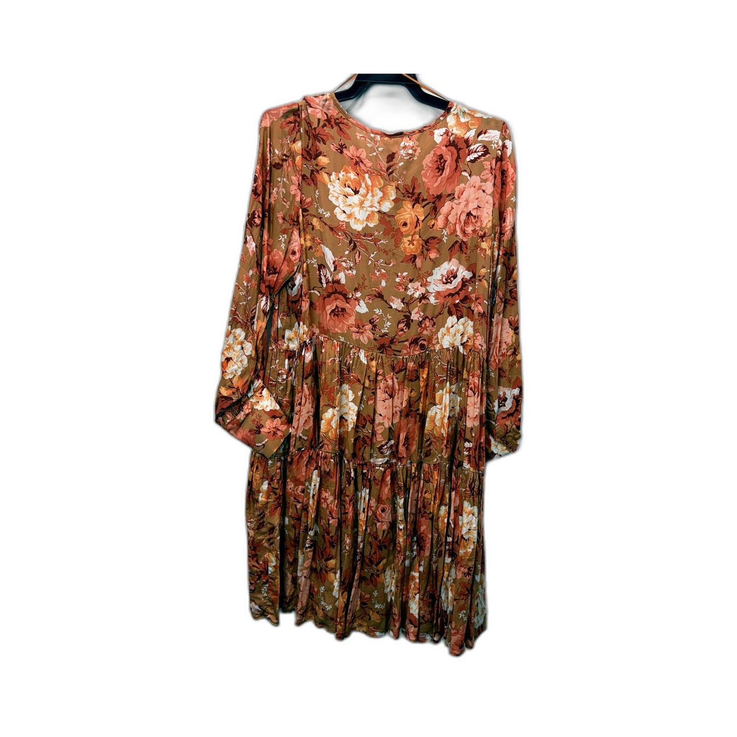 Zoe Moss Womens Floral Puff Sleeve Tiered Shirt Dress Size 8 NEW