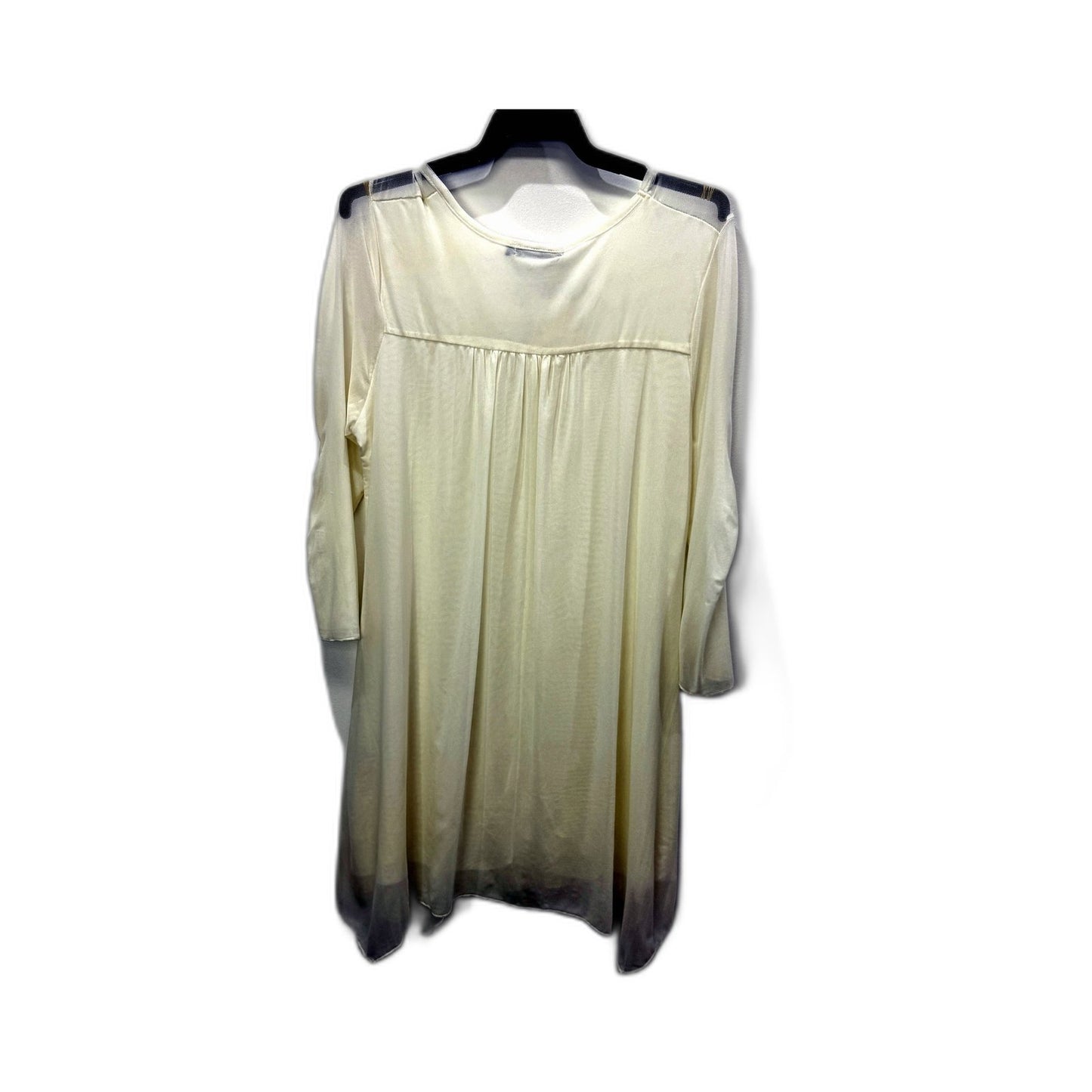 Lilia Womens Pleated Pullover Dress Long Sleeve Cinched Waist White Size S NEW