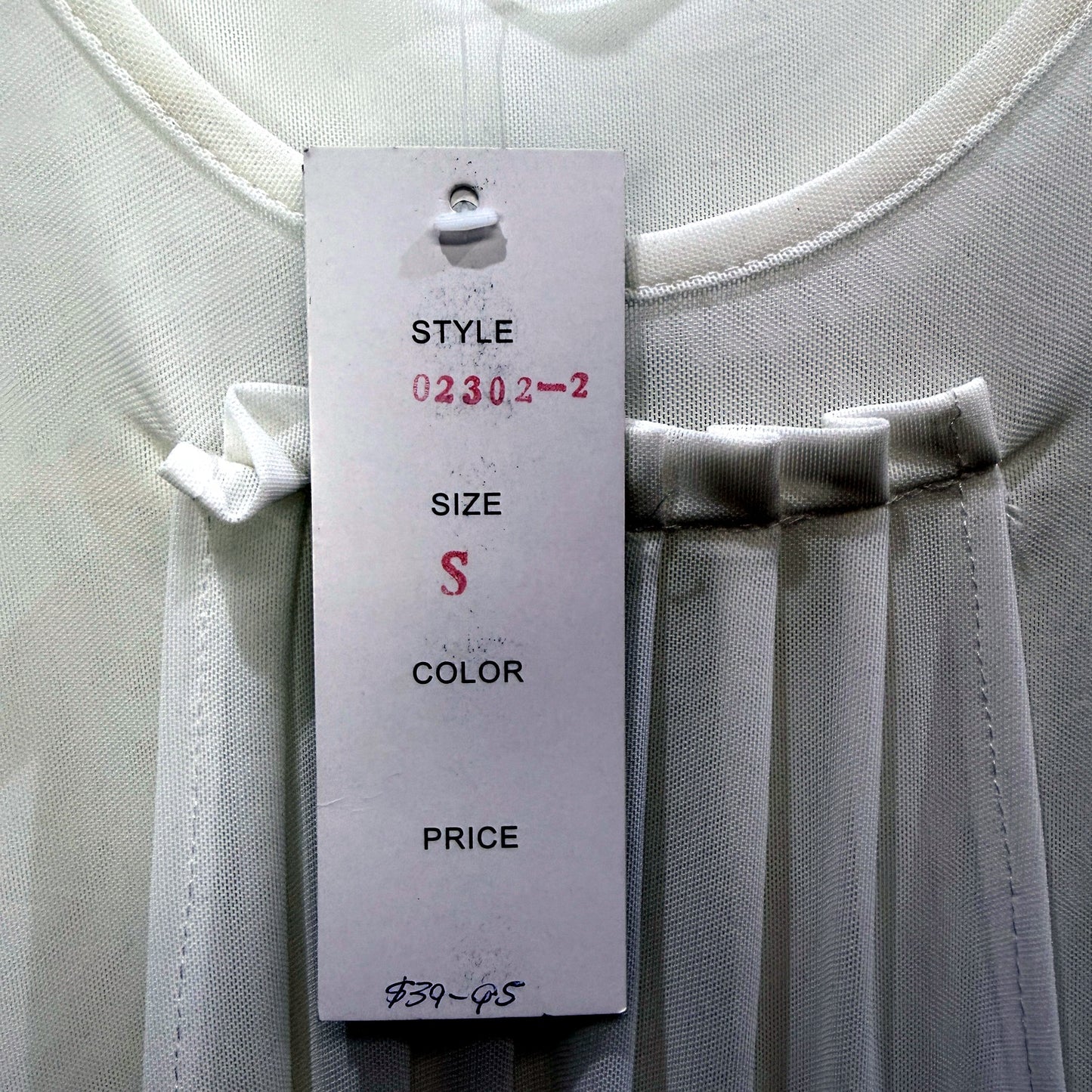 Lilia Womens Pleated Pullover Dress Long Sleeve Cinched Waist White Size S NEW