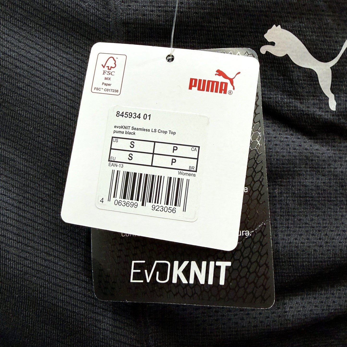 Puma Womens evoKNIT Seamless Long Sleeve Crop Top in Black, Size S NEW