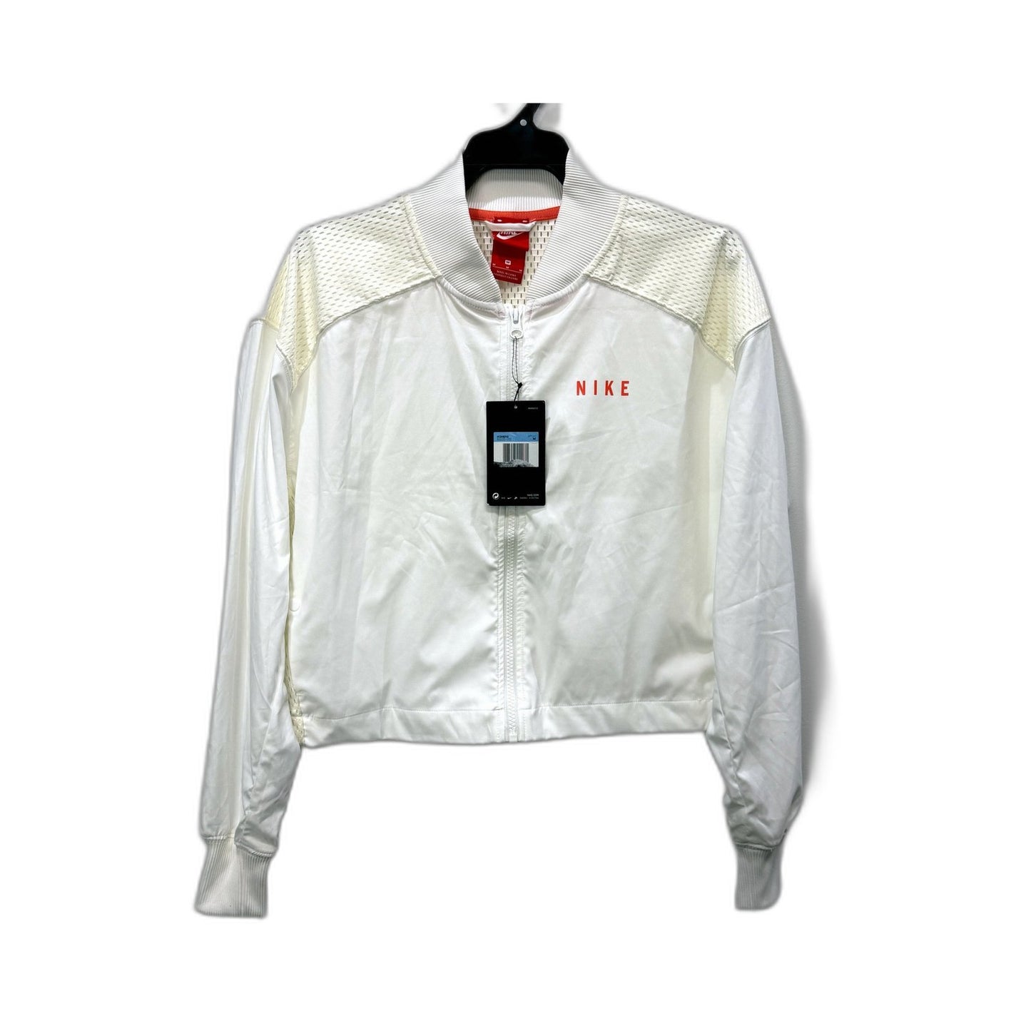 Nike Womens Lightweight Mesh Windbreaker Jacket in White, Size M NEW