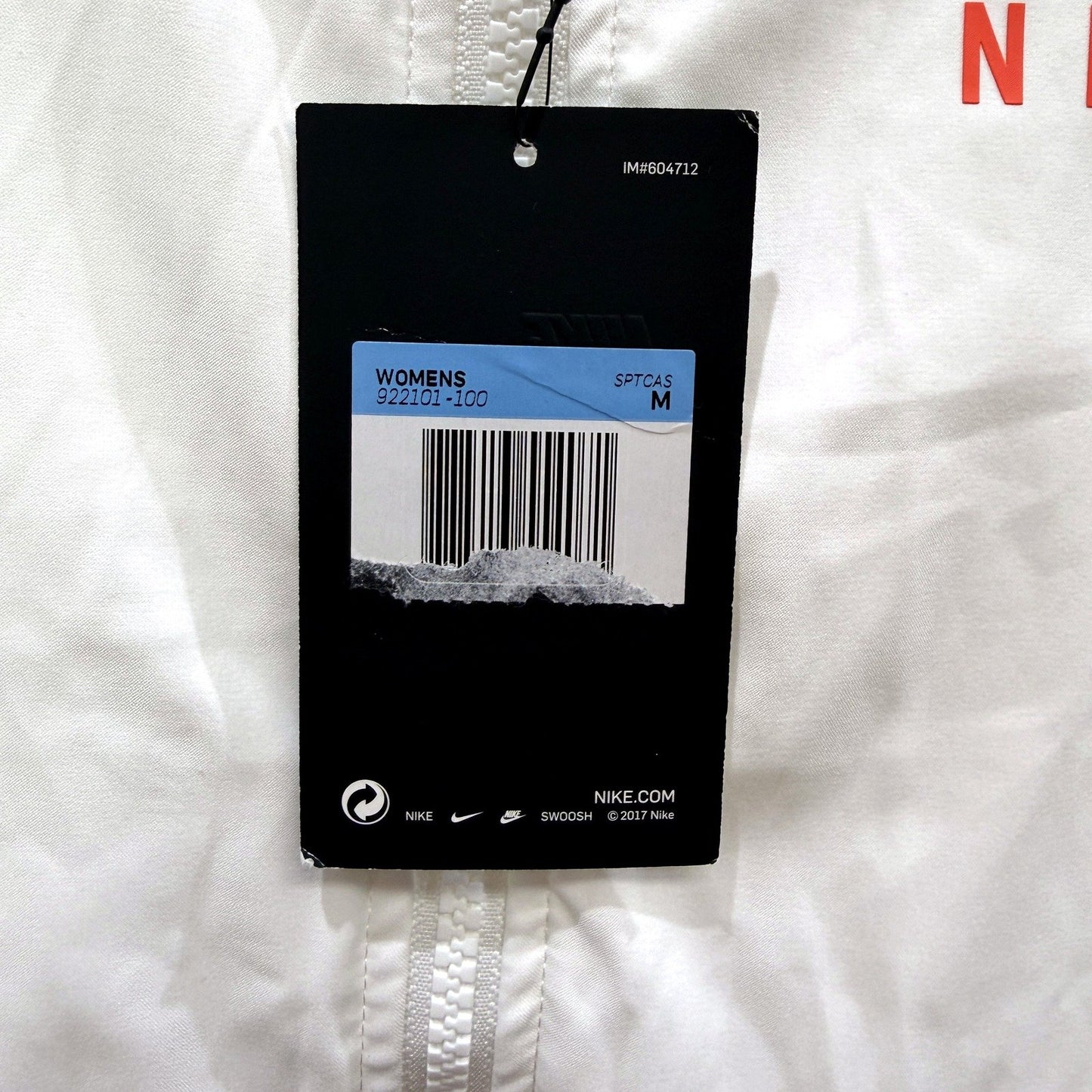 Nike Womens Lightweight Mesh Windbreaker Jacket in White, Size M NEW