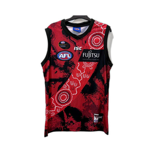 AFL Mens Essendon Indigenous Basketball Jersey in Red & Black, Size L NEW