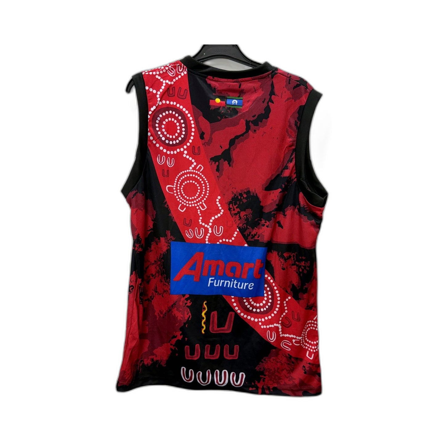 AFL Mens Essendon Indigenous Basketball Jersey in Red & Black, Size L NEW