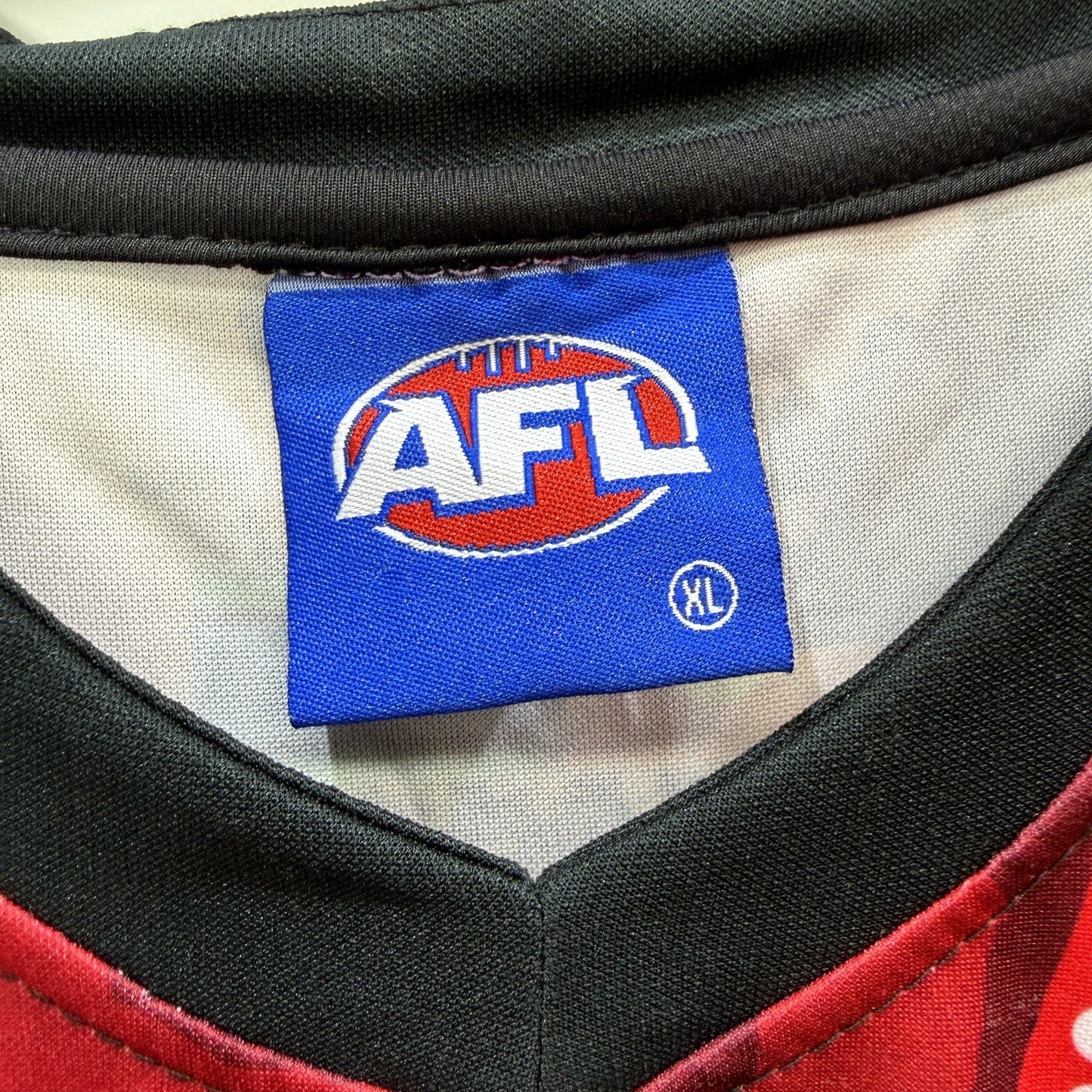 AFL Mens Essendon Bombers Australian Rules Football Jersey Red, Black Size NEW