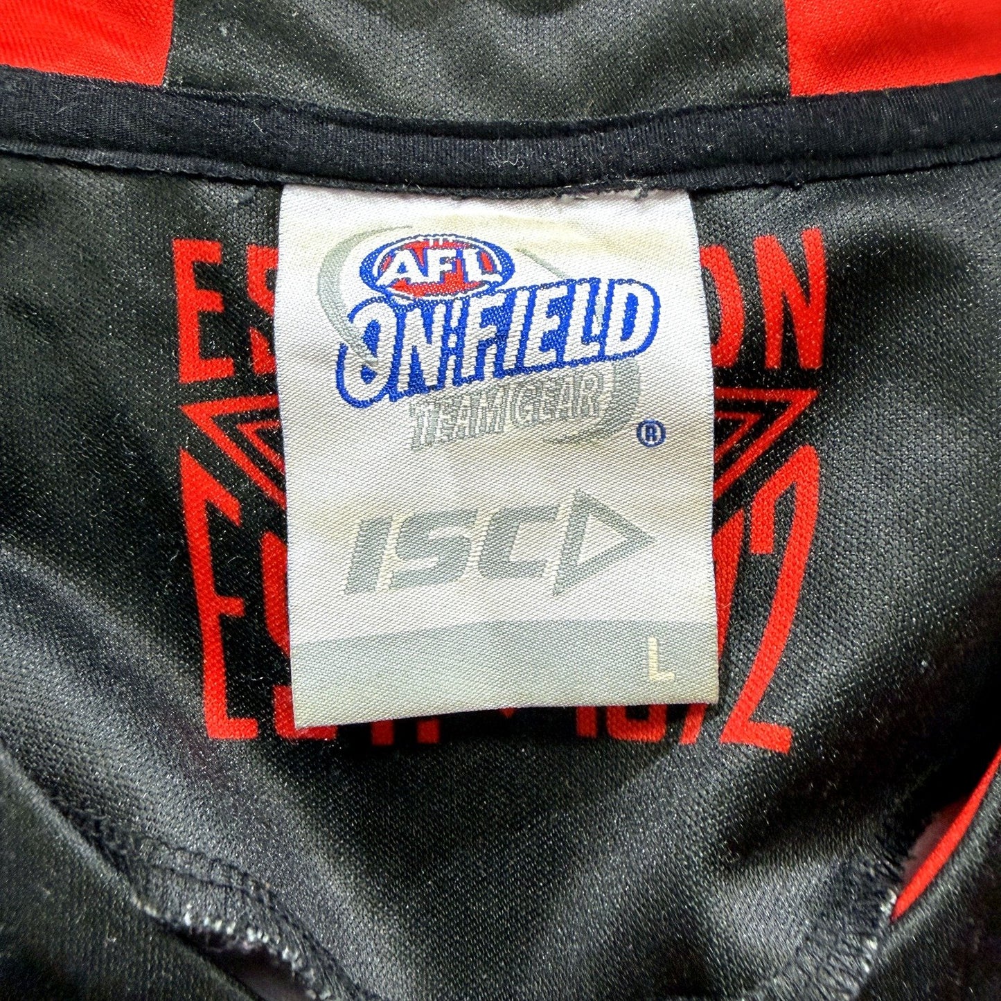 AFL Mens Australian Rules Football Essendon Jersey in Black & Red, Size L