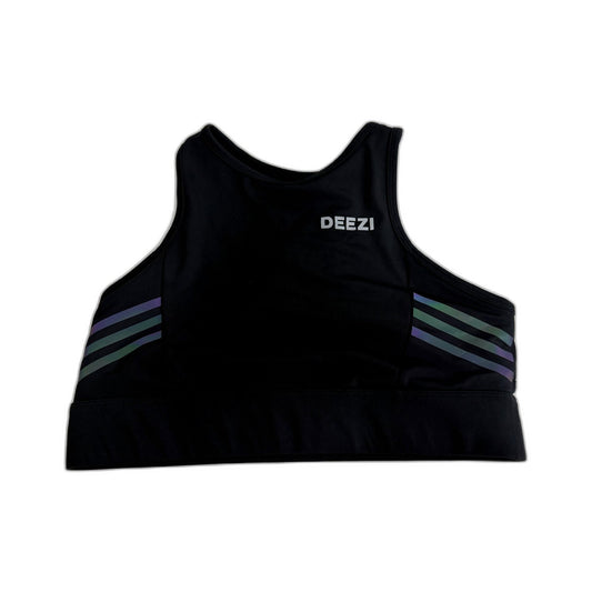 Deezi Womens Sports Bra Black Supportive Breathable Workout Top Size XL