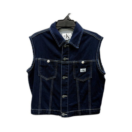Calvin Klein Womens Cropped Denim Vest in Navy Blue, Size M