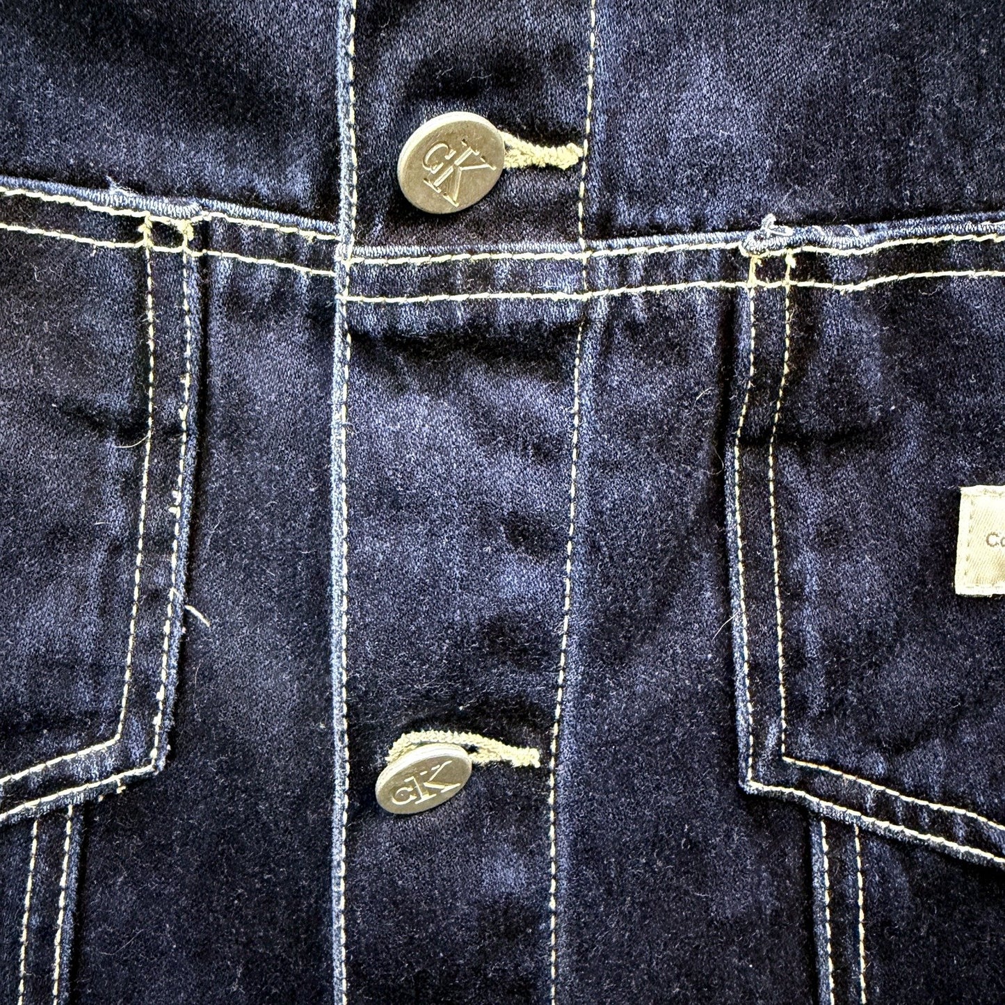 Calvin Klein Womens Cropped Denim Vest in Navy Blue, Size M