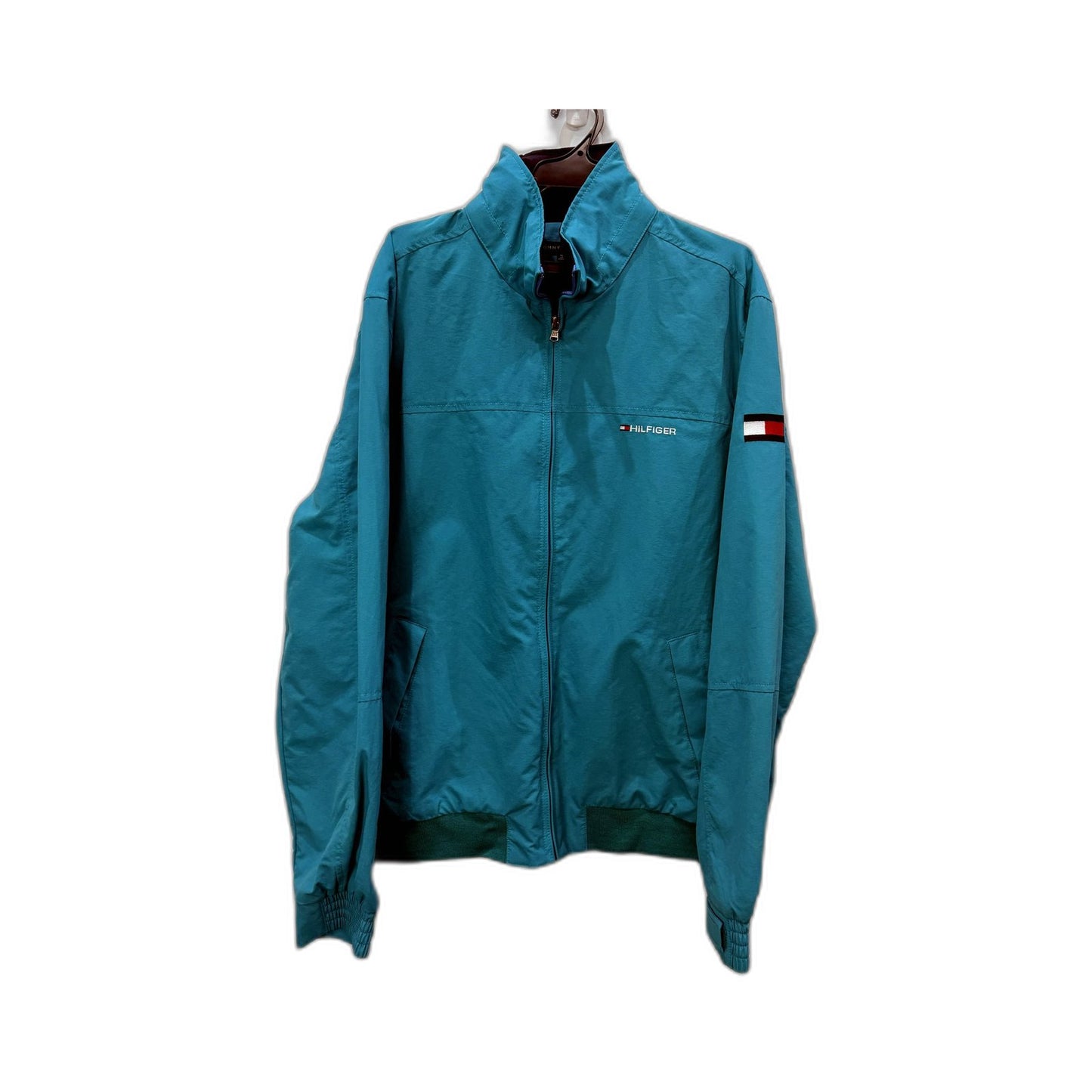 Tommy Hilfiger Mens Nylon Teal Windbreaker Jacket for Extra Large Size