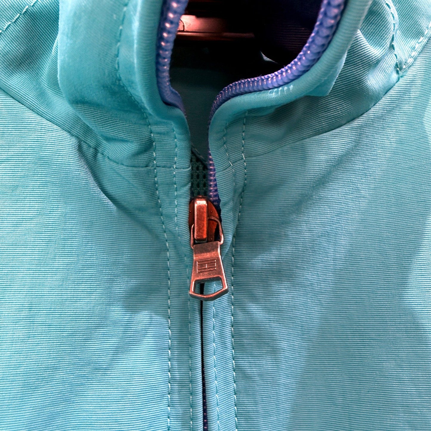 Tommy Hilfiger Mens Nylon Teal Windbreaker Jacket for Extra Large Size