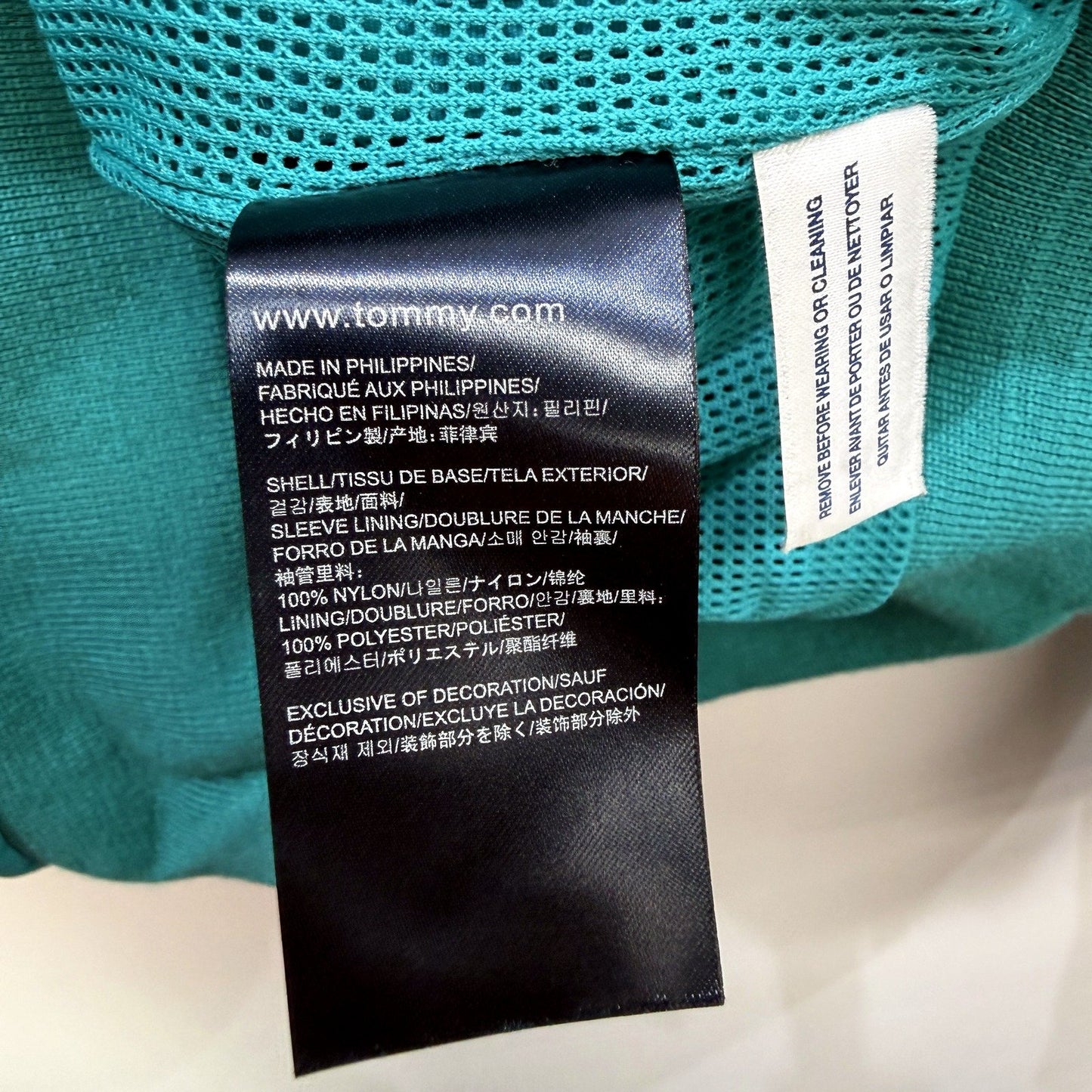 Tommy Hilfiger Mens Nylon Teal Windbreaker Jacket for Extra Large Size