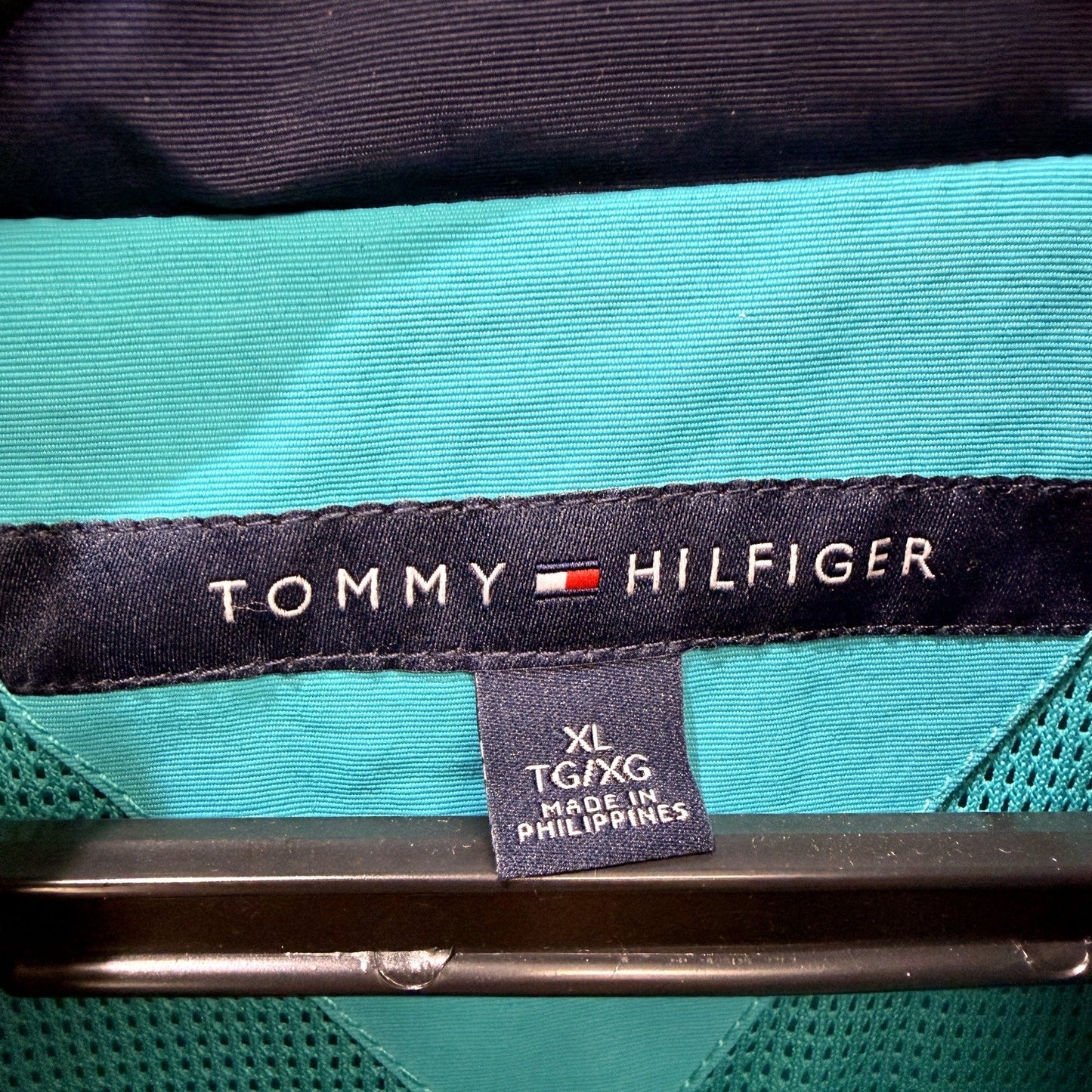Tommy Hilfiger Mens Nylon Teal Windbreaker Jacket for Extra Large Size