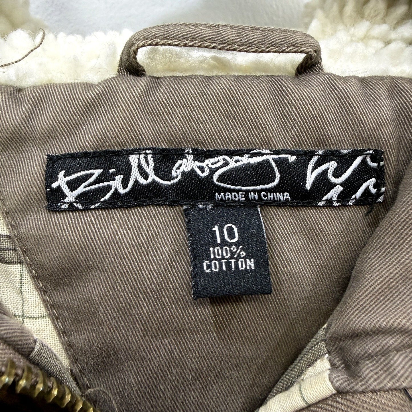Billabong Womens Hooded Fleece Jacket in Kahki, Cotton Lined, Size 10