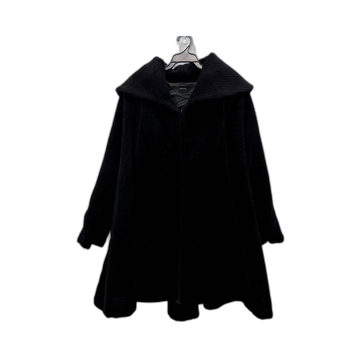 Comma Womens Large Collared Faux Fur Jacket Black Coat Size 4