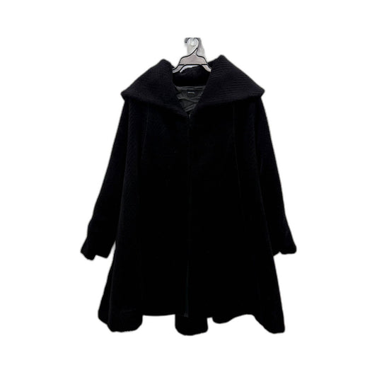 Comma Womens Large Collared Faux Fur Jacket Black Coat Size 4