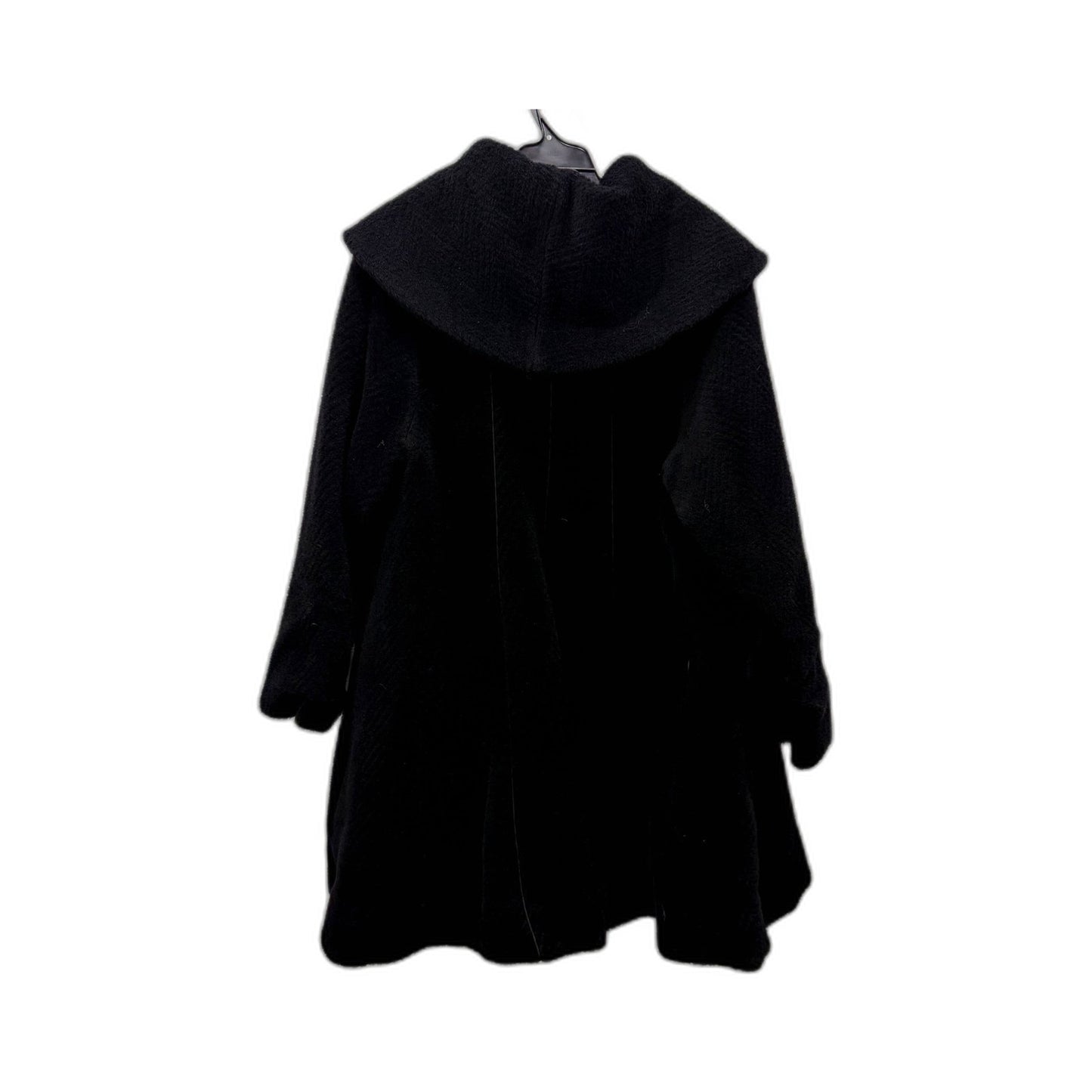 Comma Womens Large Collared Faux Fur Jacket Black Coat Size 4