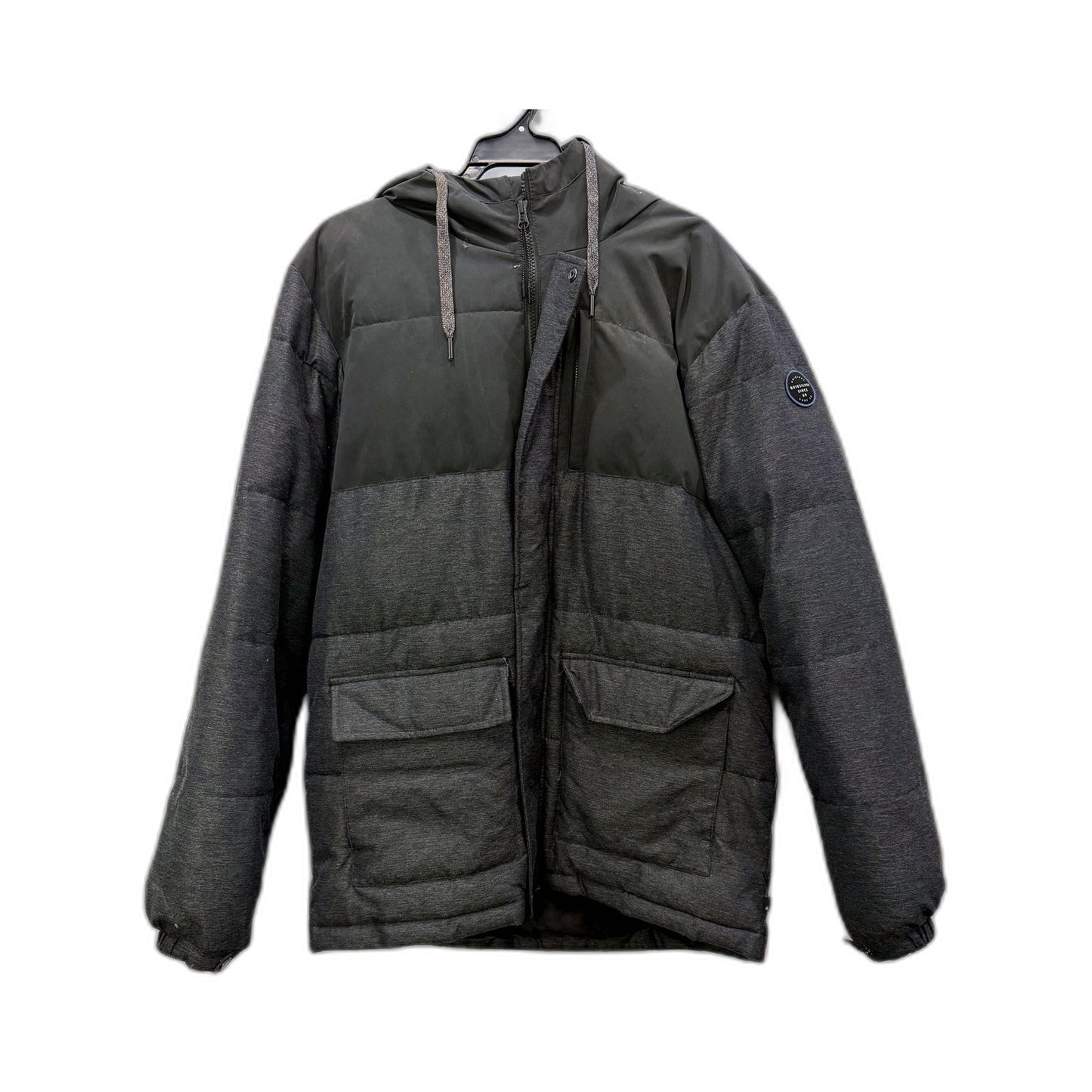 Quiksilver Mens Gray Puffer Jacket with Zipper Pockets, Size L
