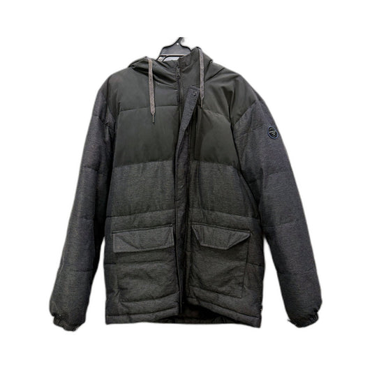 Quiksilver Mens Gray Puffer Jacket with Zipper Pockets, Size L