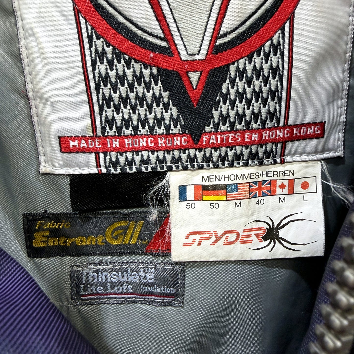 Spyder Mens Hooded Nylon Motorcycle Jacket in Black and Purple, Size M