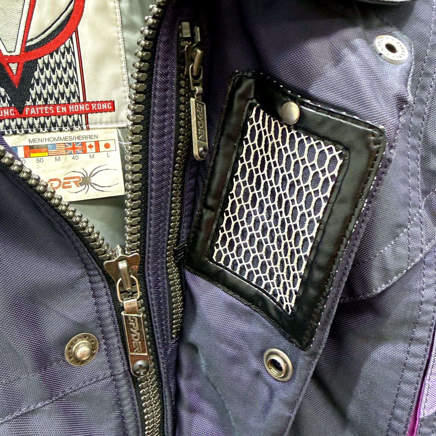 Spyder Mens Hooded Nylon Motorcycle Jacket in Black and Purple, Size M