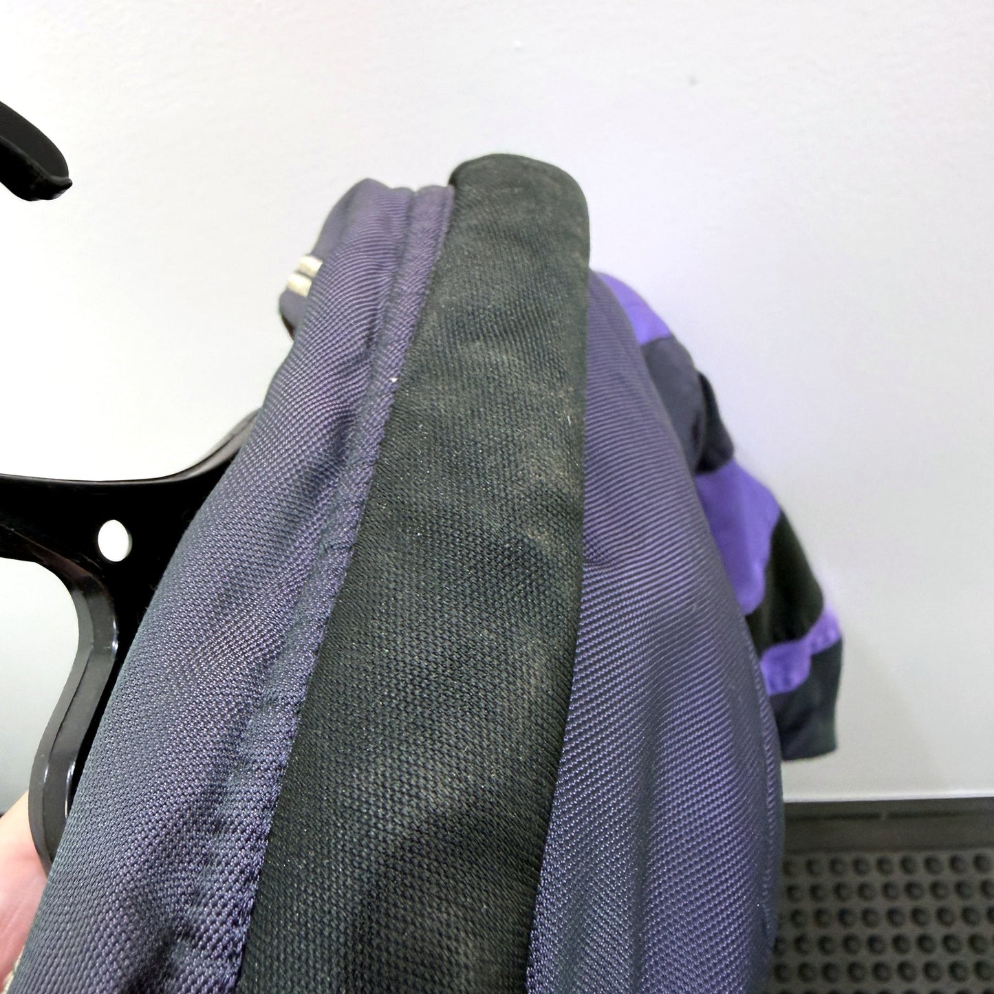Spyder Mens Hooded Nylon Motorcycle Jacket in Black and Purple, Size M