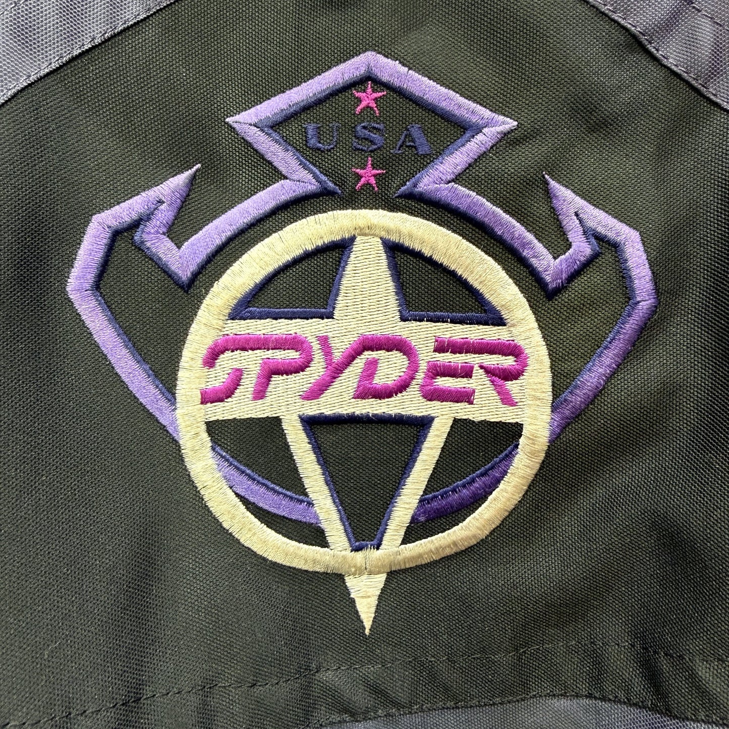 Spyder Mens Hooded Nylon Motorcycle Jacket in Black and Purple, Size M