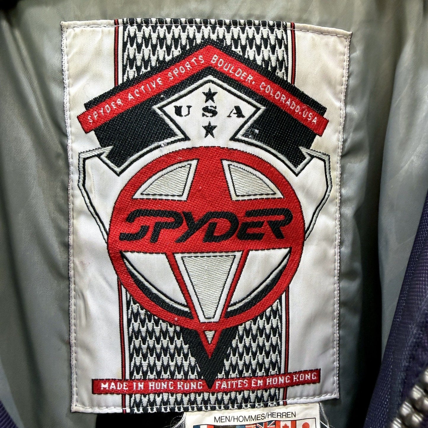 Spyder Mens Hooded Nylon Motorcycle Jacket in Black and Purple, Size M