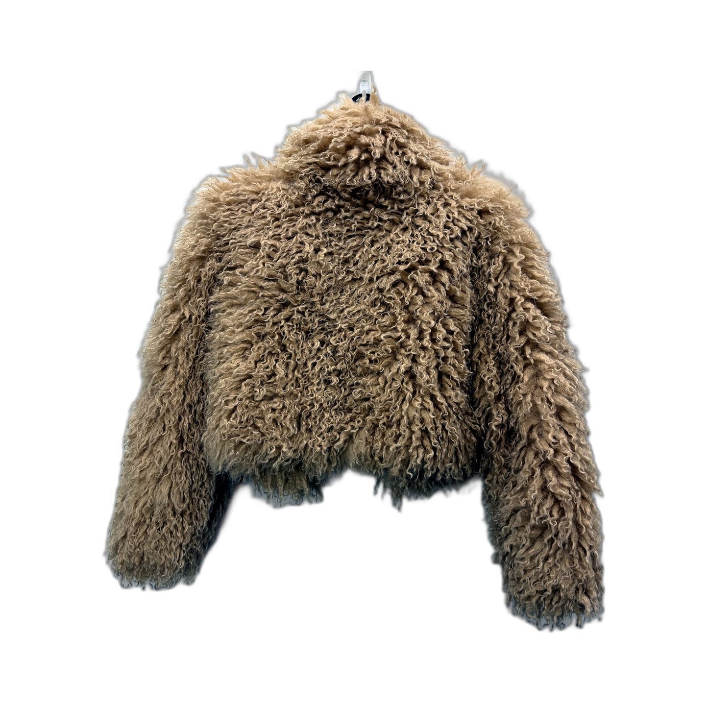 Alice in the Eve Womens Cropped Faux Fur Jacket Oversized Beige Size M