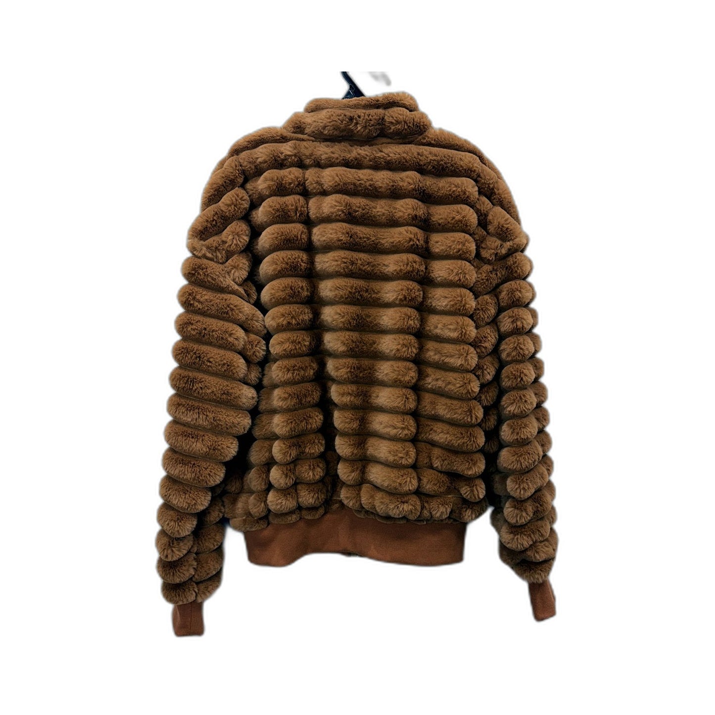 Zoe Moss Womens Faux Fur Bomber Jacket Tan Lightweight Outerwear Size XS NEW