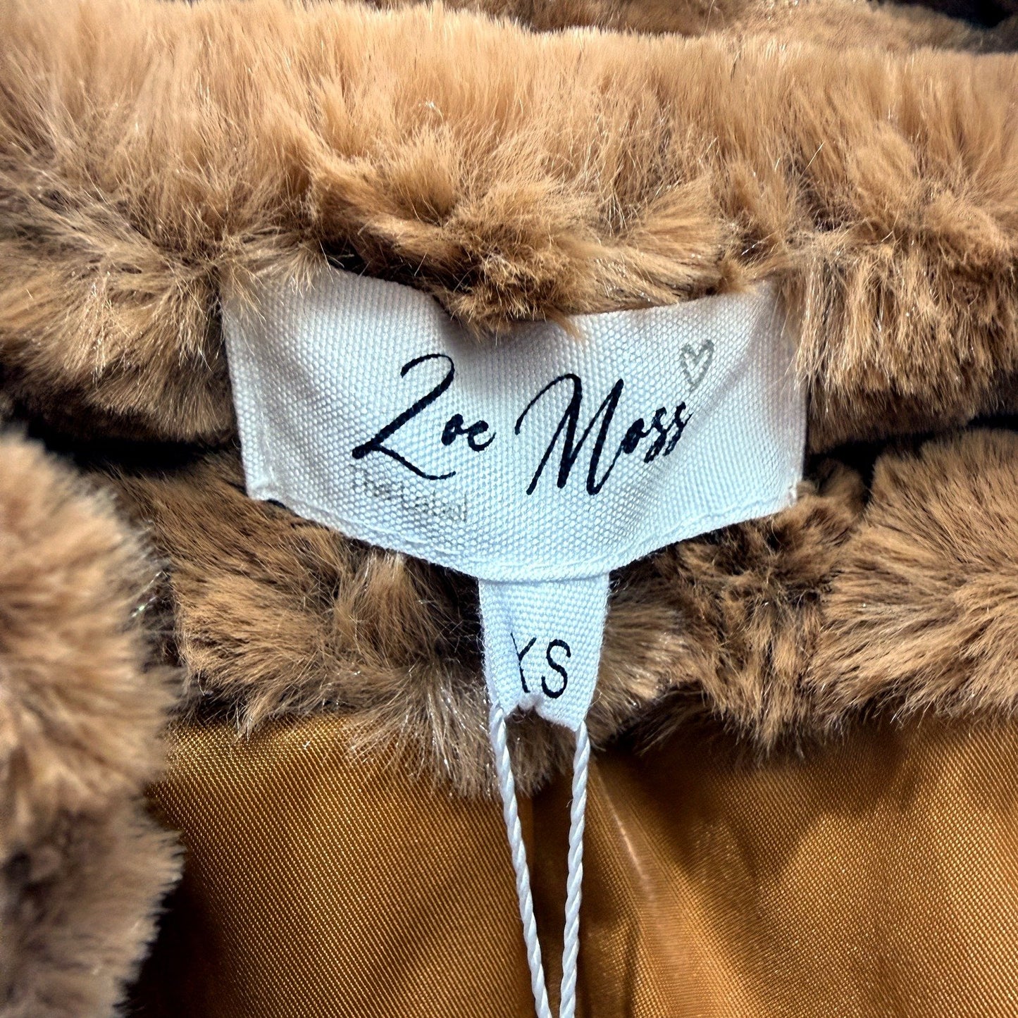 Zoe Moss Womens Faux Fur Bomber Jacket Tan Lightweight Outerwear Size XS NEW