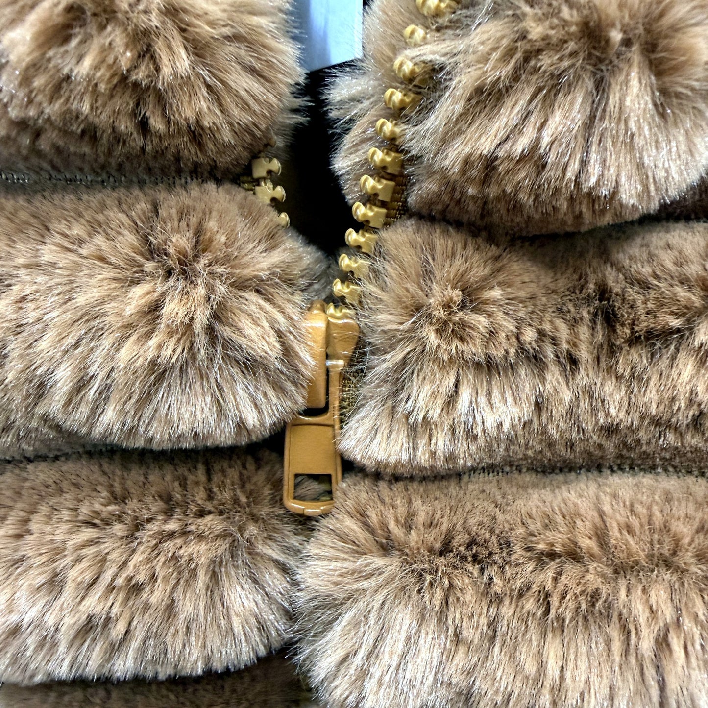 Zoe Moss Womens Faux Fur Bomber Jacket Tan Lightweight Outerwear Size XS NEW