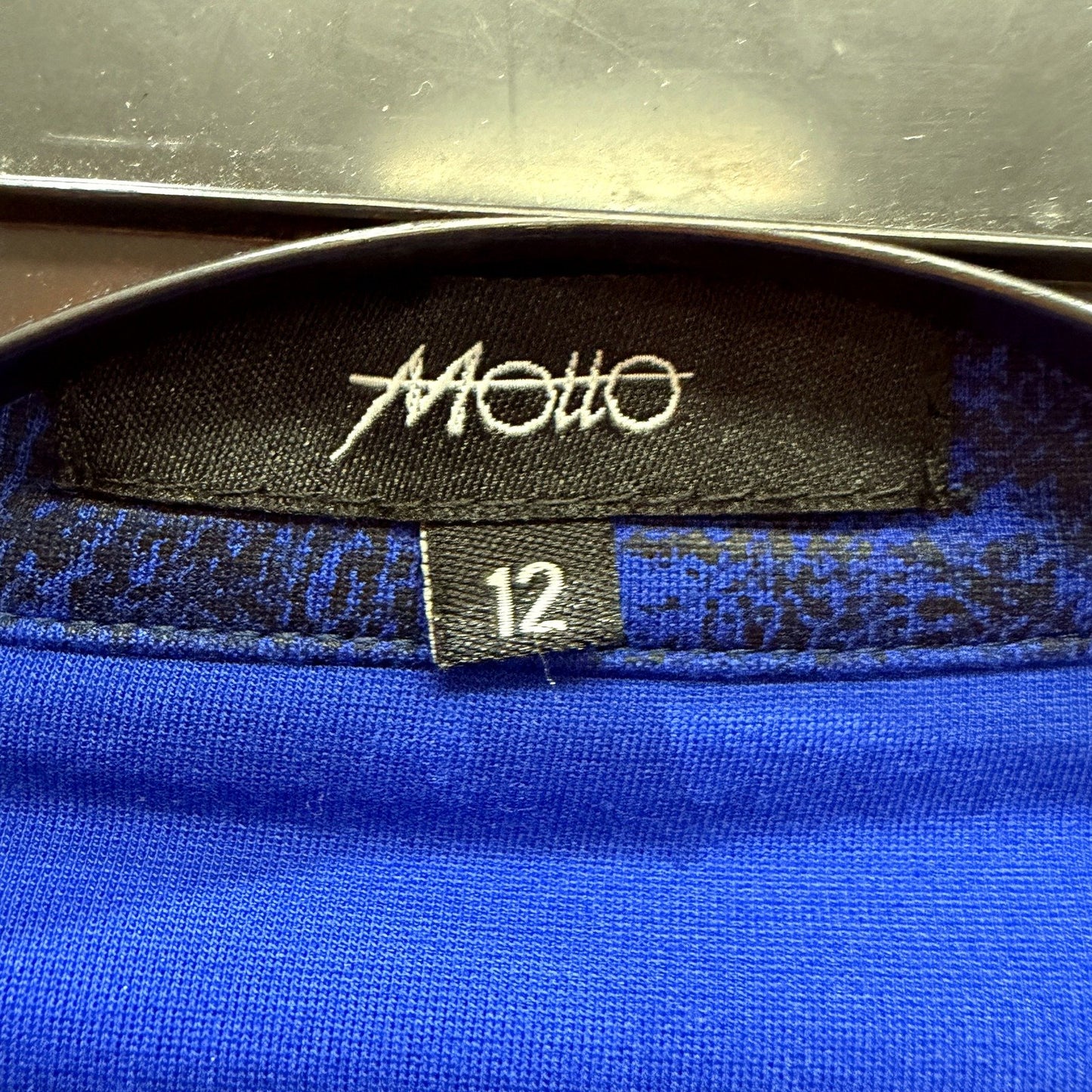 Motto Womens Textured Moto Jacket in Blue with Zip-Up Closure, Rayon, Size 12