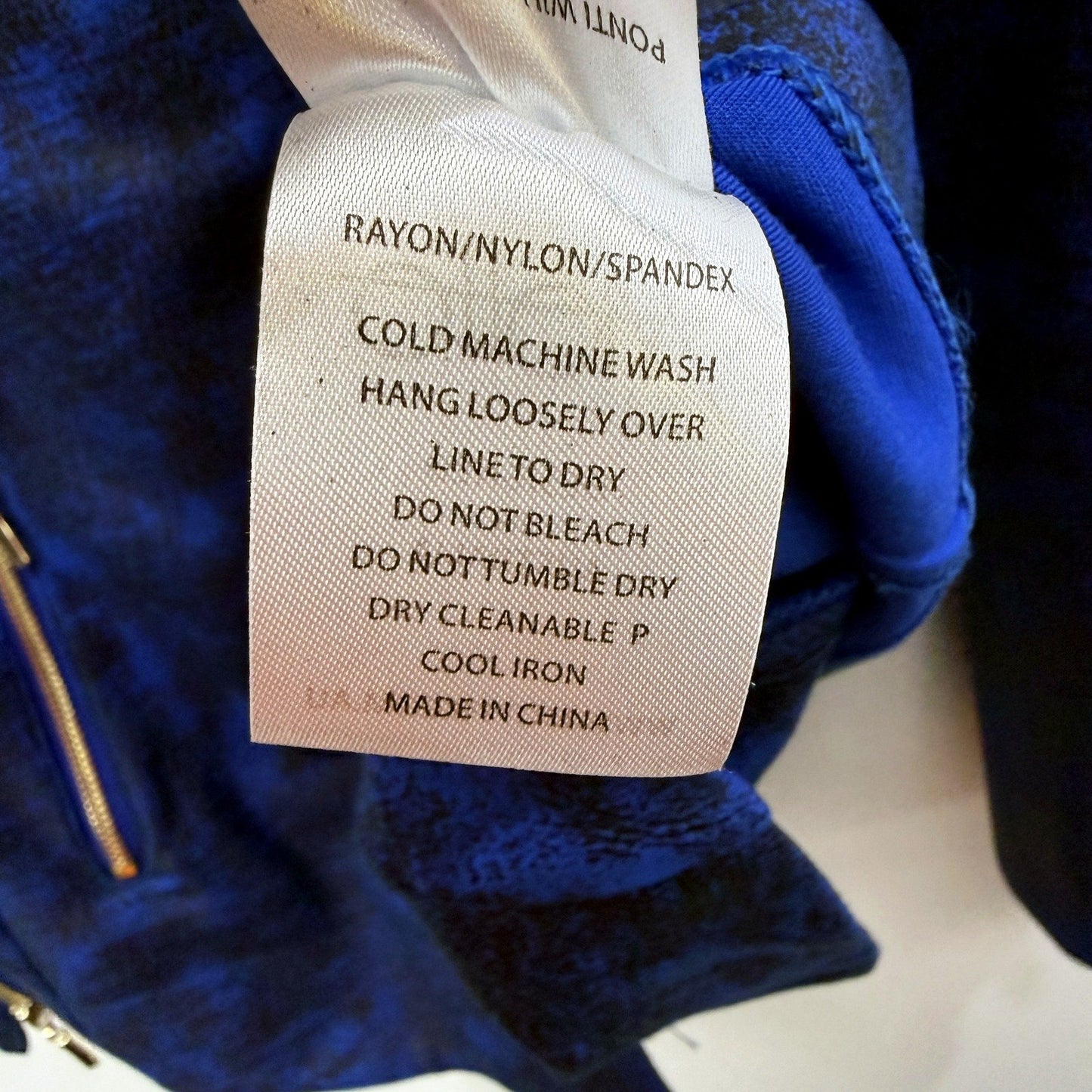 Motto Womens Textured Moto Jacket in Blue with Zip-Up Closure, Rayon, Size 12