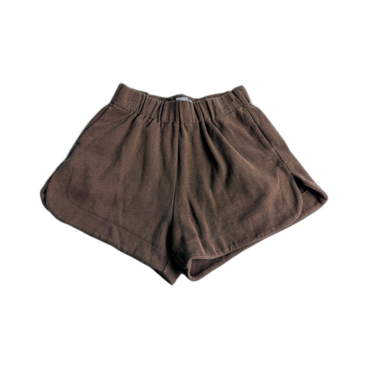ORTC Womens Corduroy Shorts Pleated Elastic Waist Casual Comfortable Brown Size
