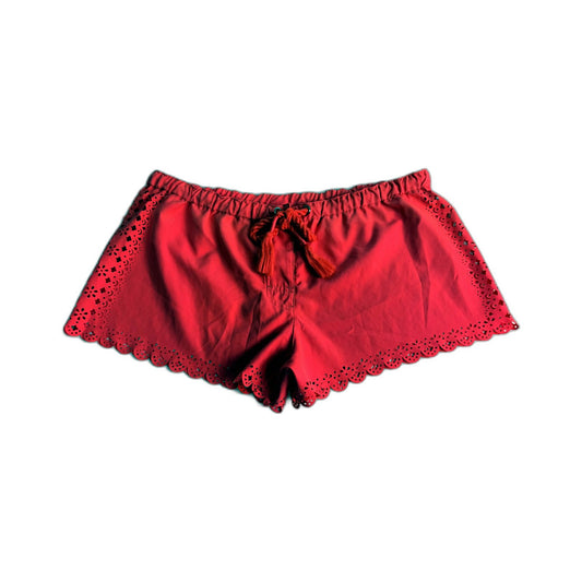 Seafolly Womens Scalloped Hem Swim Shorts Drawstring Waist Pink Size L