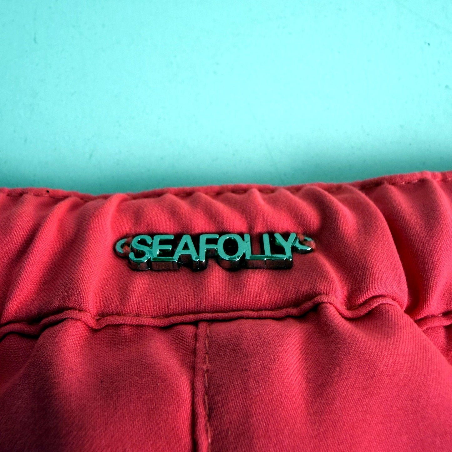 Seafolly Womens Scalloped Hem Swim Shorts Drawstring Waist Pink Size L