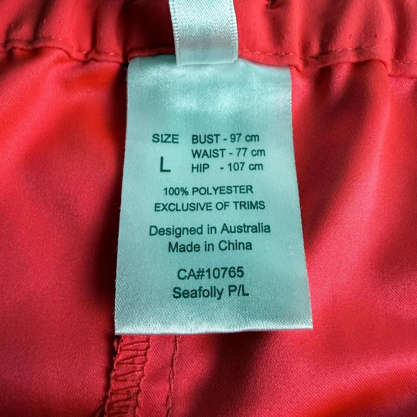 Seafolly Womens Scalloped Hem Swim Shorts Drawstring Waist Pink Size L