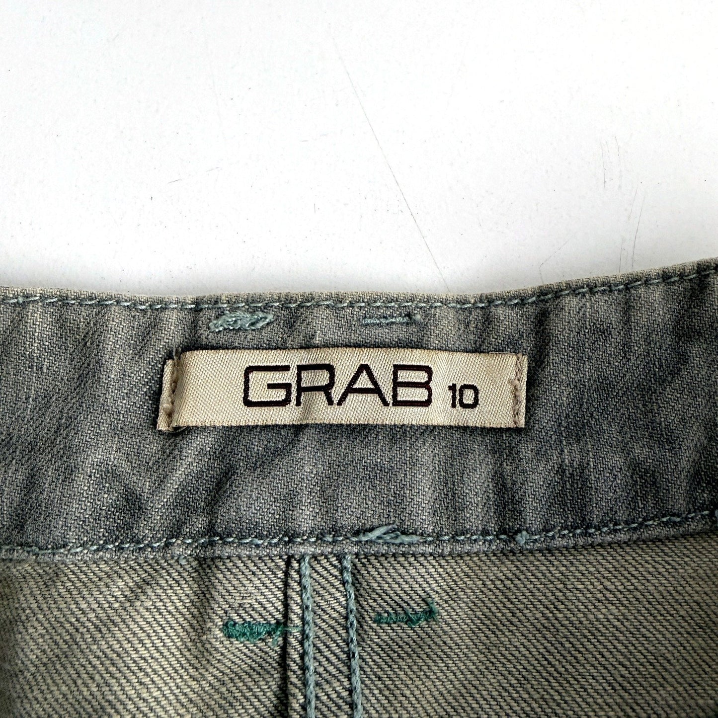 Gray Distressed Denim Skirt Womens with Frayed Hem, Size 10