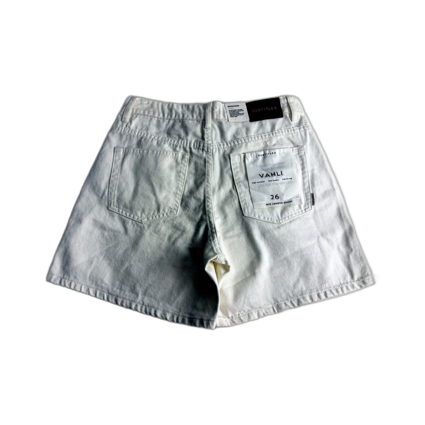 Subtitled Womens Mid Length Recycled Cotton Shorts in White, Size 26 NEW