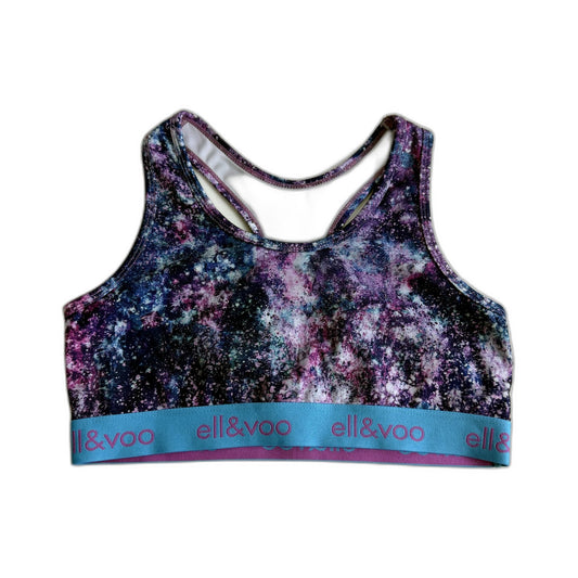 ell&voo Girls Galaxy Print Sports Bra Recycled Polyester Multi Color Size 14