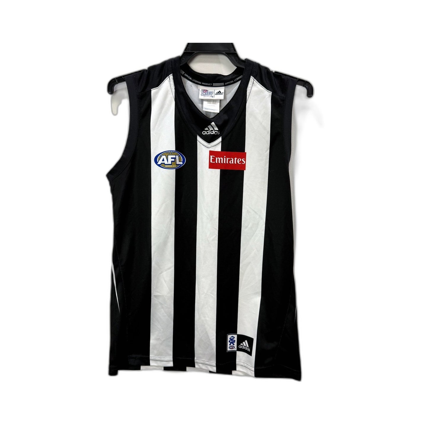 Adidas Boys Australian Rules Football Jersey in Black and White, Size 14