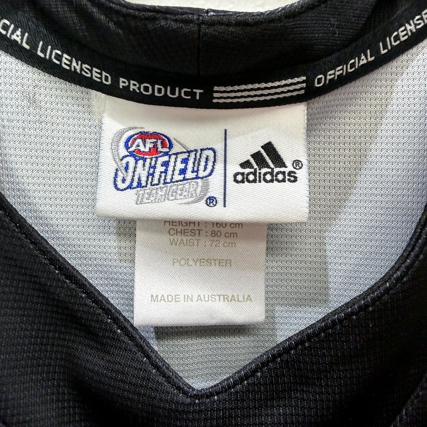 Adidas Boys Australian Rules Football Jersey in Black and White, Size 14
