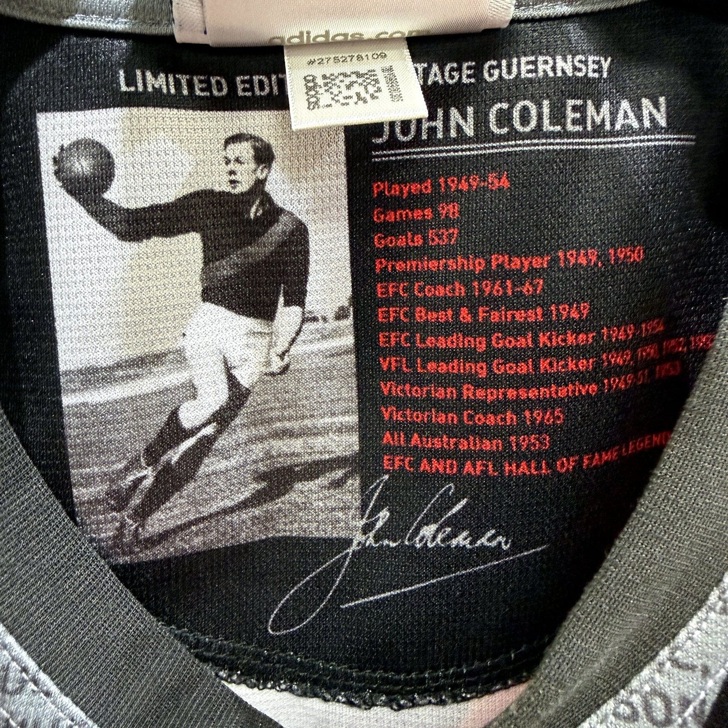 Adidas Mens Australian Rules Football Jersey John Coleman Multi Color - Size M