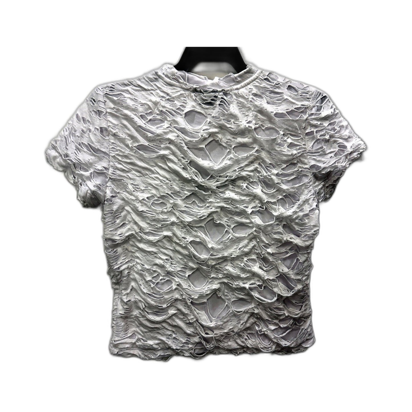 Neon Hart Womens Cropped Baby Tee Cut-Up Style White Shirt Size M NEW