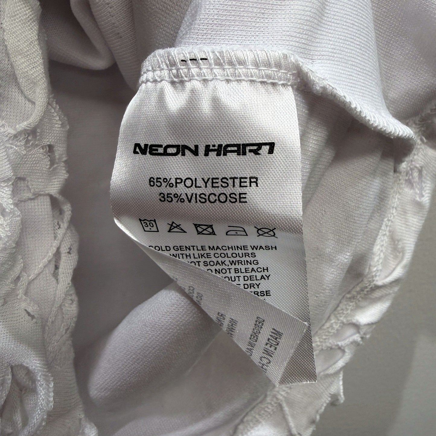 Neon Hart Womens Cropped Baby Tee Cut-Up Style White Shirt Size M NEW
