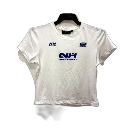Neon Hart Womens Crop Track Slinky T-Shirt Soft Comfortable White Size M NEW