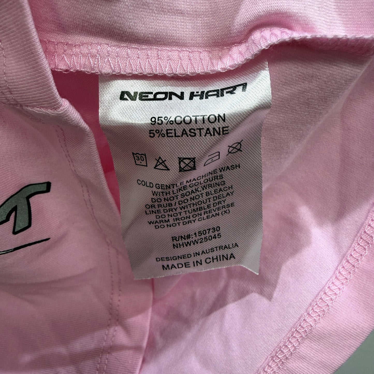 Neon Heart Womens Pink Graphic Print Cotton Displaced Baby Crop Tee Size XS NEW